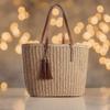 Grass Weave Tote Bag for Women Fashion Straw Bag with PU Leather Large Capacity Shoulder Crossbody Beach Handbag Summer Vacation