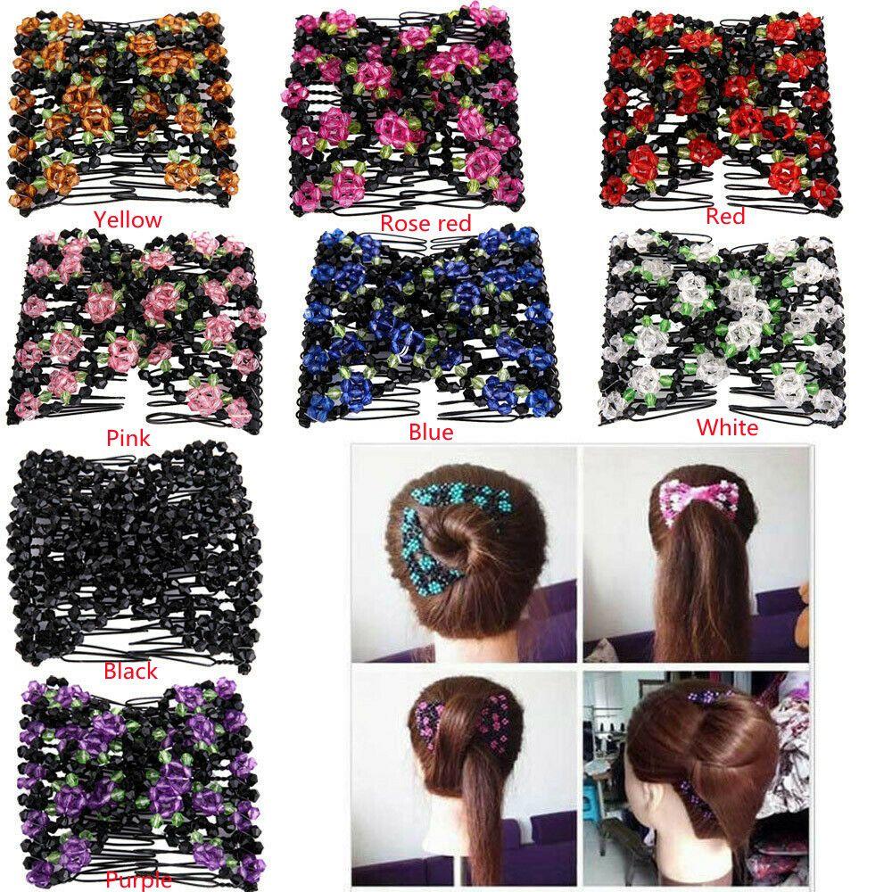 Модные аксессуары для волос Эластичные двойные расчески для волос Гребни для волос Зажимы Эластичные Волшебные Бусины