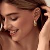 Bobisty Chunky Silver Needle Hoop Earrings for Women 14K Gold Plated Earring Open Huggie Teardrop Earring Statement Jewelry3