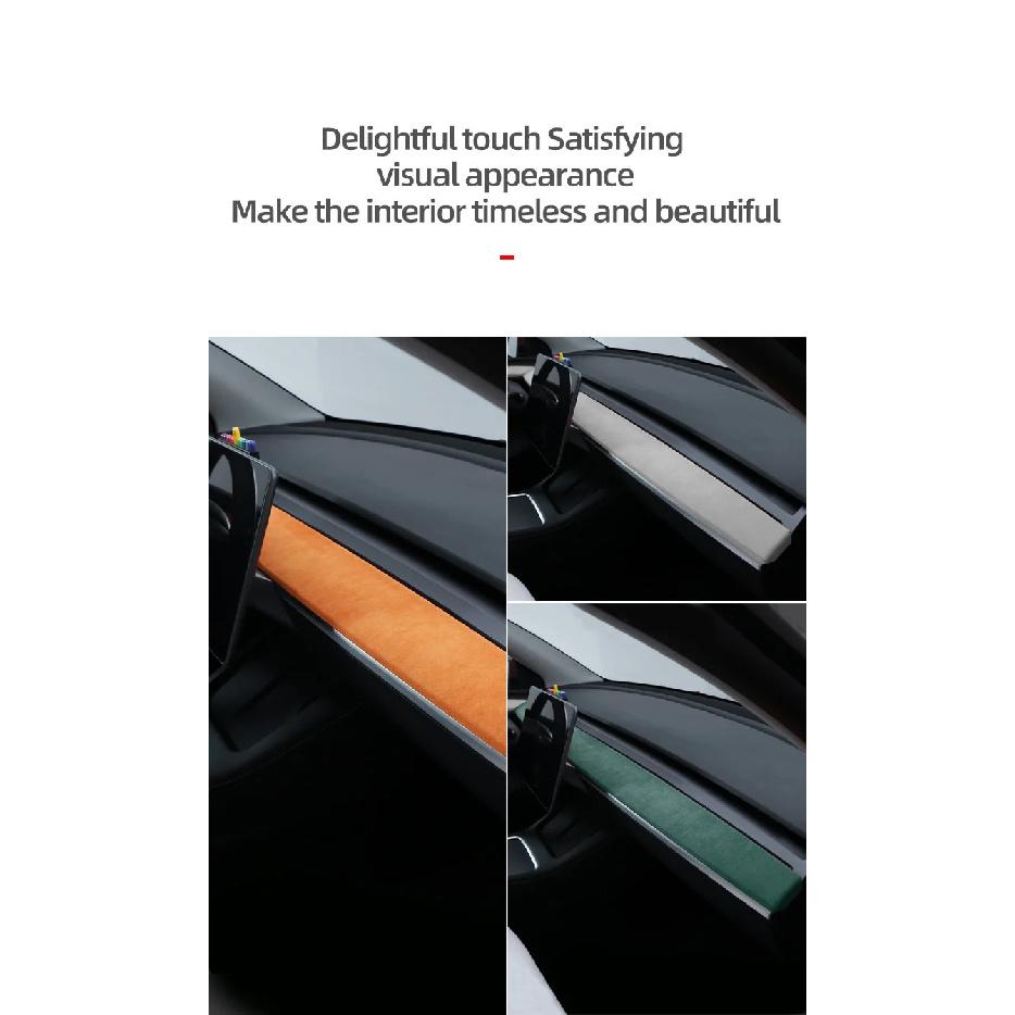 Изготовлено из Алькантары Для Tesla Model 3 Model Y 2023-2019 Декоративная накладка на приборную панель автомобиля Защитная накладка Внутренние аксессуары