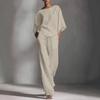 2026 Spring/Summer Women's Beach Vacation Cotton and Linen Top & Pants Set