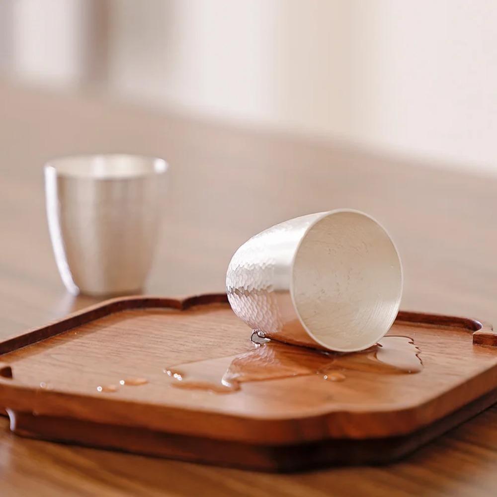 Набор для вина из серебра 999 пробы, кованая вручную маленькая серебряная чарка 1, две чарки для байцзю, серебряные винные чарки, серебряные чарки для байцзю