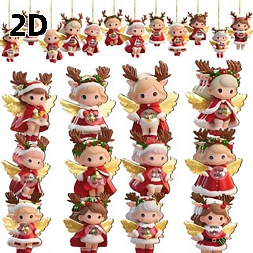2D Flat Christmas Tree Decor Wooden Home Decor Cute Style Christmas Hanging Christmas Gift Giving