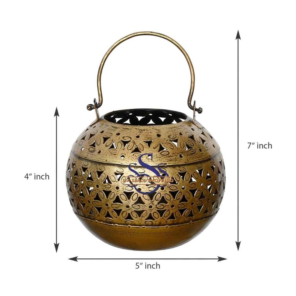 Dhoop & Tea Light Candle Holder/Lantern Hanging Antique Gold Finish for Diwali Gifts | Home Decoration | Gifts | Home Decor