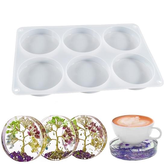 Формы из смолы для эпоксидной смолы Большая круглая форма с 6 полостями Глубокая эпоксидная смола