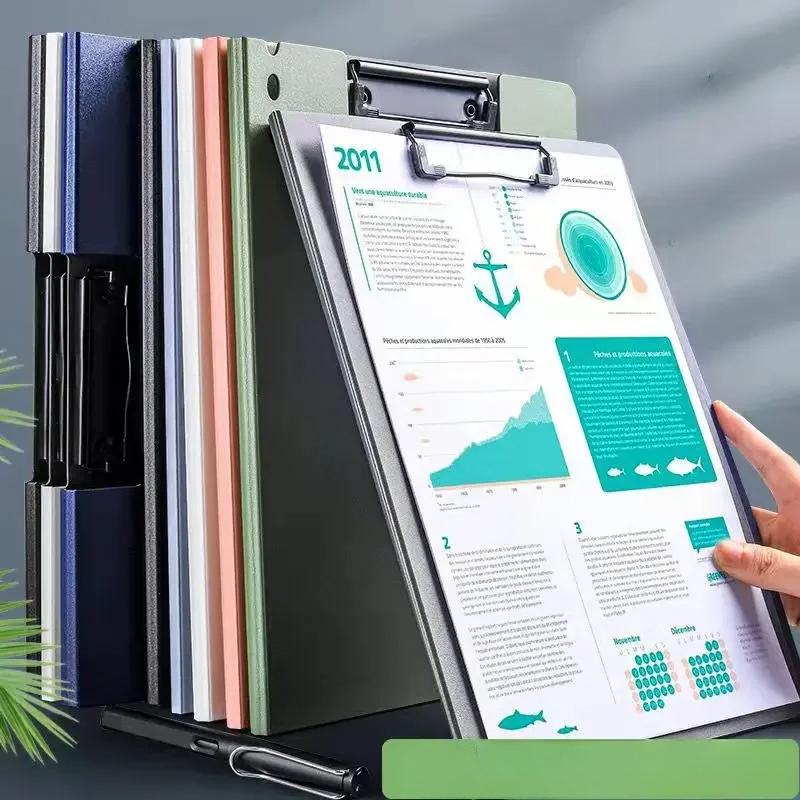 1pc A4 File Folders, Documents Organizer, Clipboard With Cover, Paper Folder For Business & School, Stationery & Office Supplies