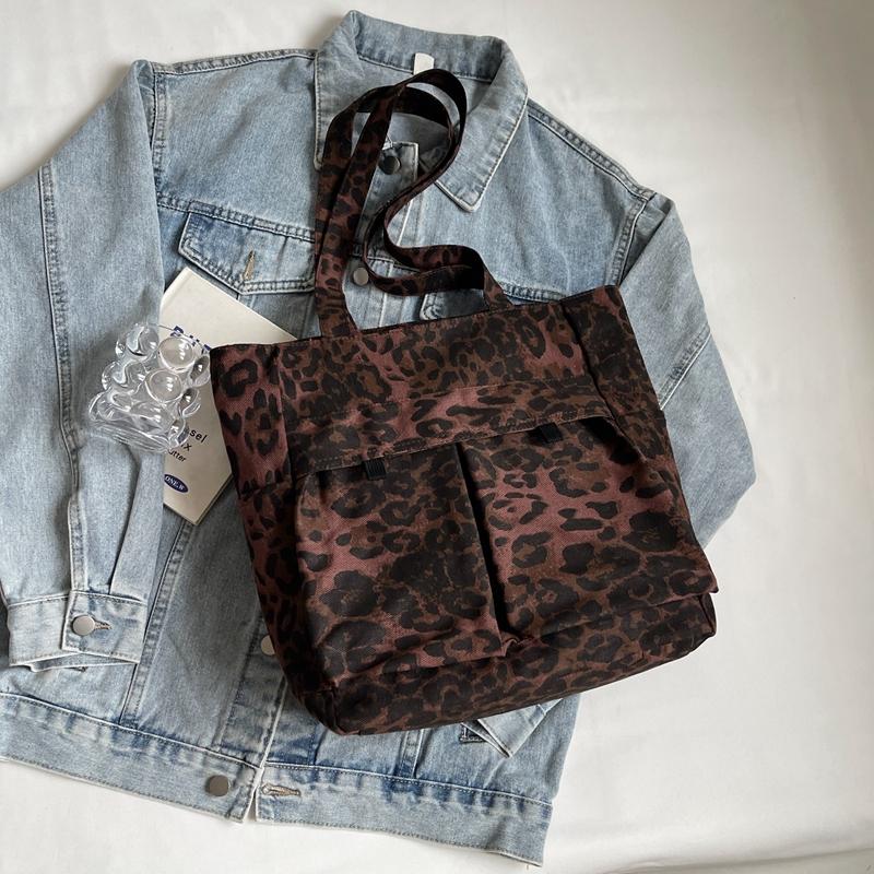 Большая вместительная женская сумка через плечо, легкая женская сумка с леопардовым принтом