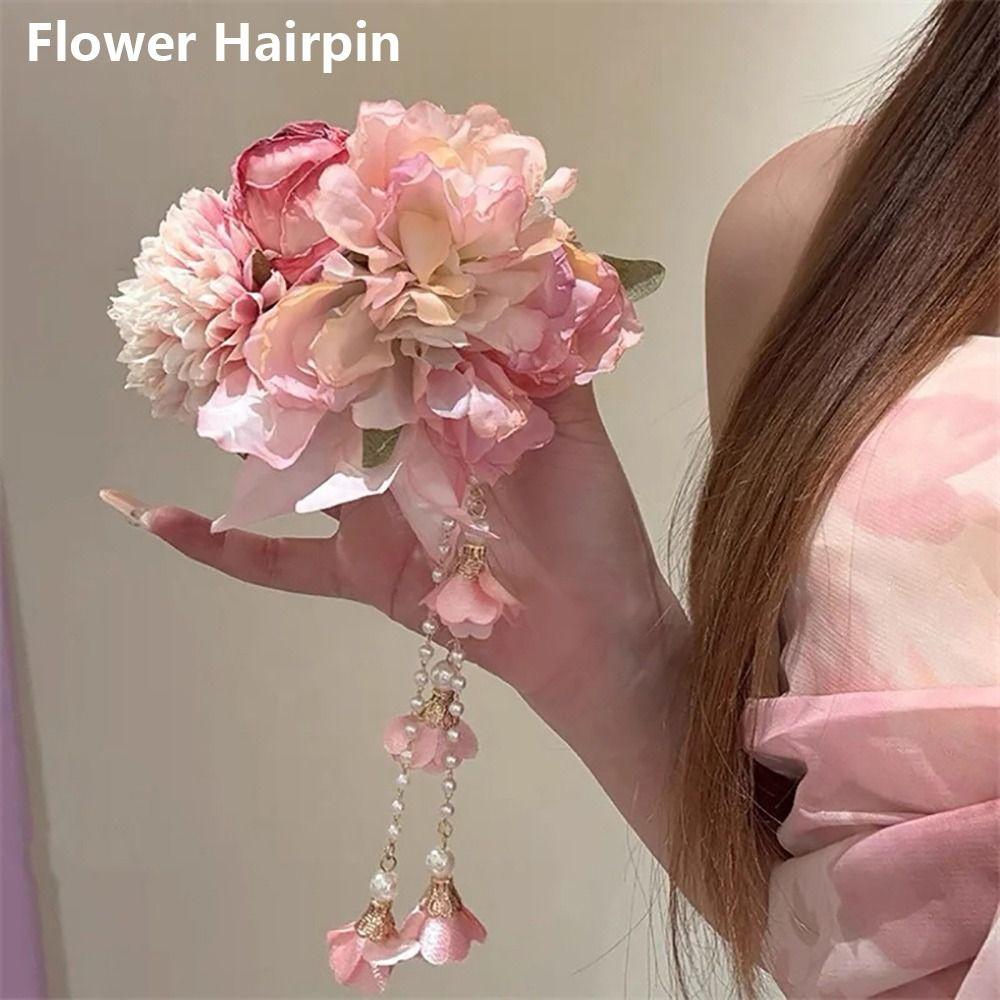 1Pcs Chinese Style Hair Clip Headpieces Fresh Flower Hairpin Durable Hanfu Hair Accessories