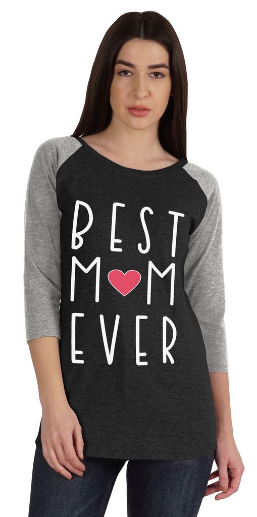 Inkmeso Best Mom Ever Tshirt Raglan Sleeve Mother  s Day Gift Tops Moms Shirt