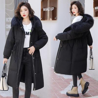 Новый зимний пуховик большого размера, женский средний и длинный шерстяной воротник с большим воротником, утолщающее пальто