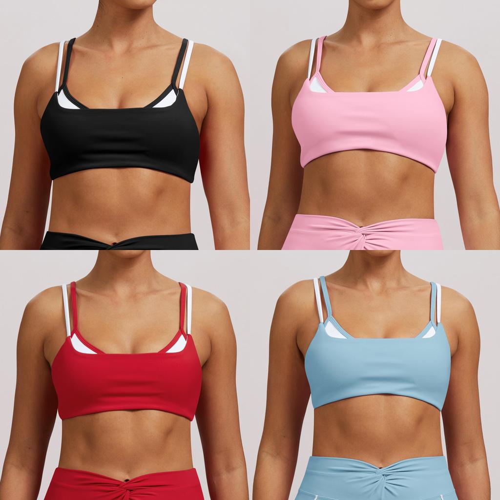 Nude Feeling Double Strap Yoga Bra With Chest Pad For Fitness And Sport Activities