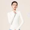 Nude Yoga Wear Sports Jacket Slim Fit Nylon Outerwear Stand Collar Tight Top Running Fitness Wear