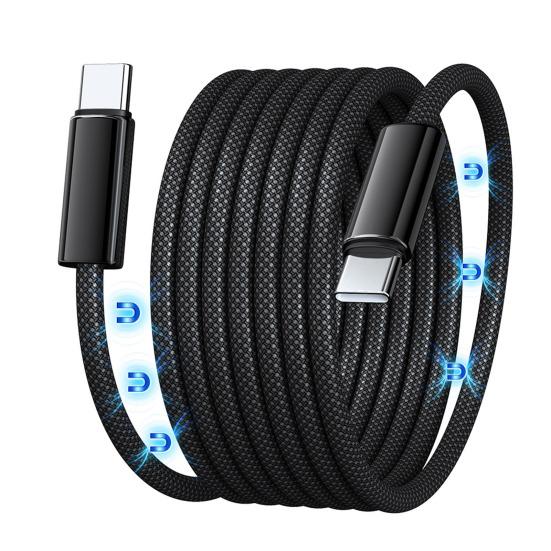 Магнитный кабель для передачи данных, оплетка, USB-кабель C, выдвижной кабель для быстрой зарядки iPhone, ноутбука, автомобильного зарядного устройства для путешествий