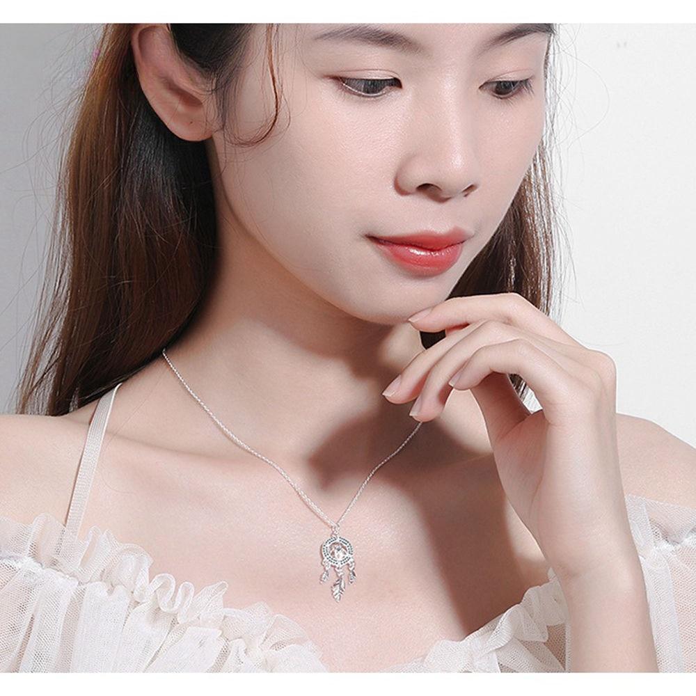 Классический ретро Ловец снов изменяемого размера 925 стерлингового серебра перо ювелирные изделия кулон ожерелье для женщин девочек модные аксессуары