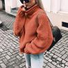 2025 Chunky Knit Batwing Sleeve European-American Semi-High Neck Oversized Sweater