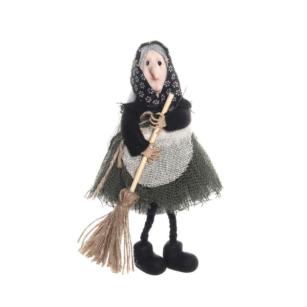 Scary Halloween Apron Witch Doll Cute Funny Broom Witch Decoration Handicraft Halloween Witch Pendant Haunted House