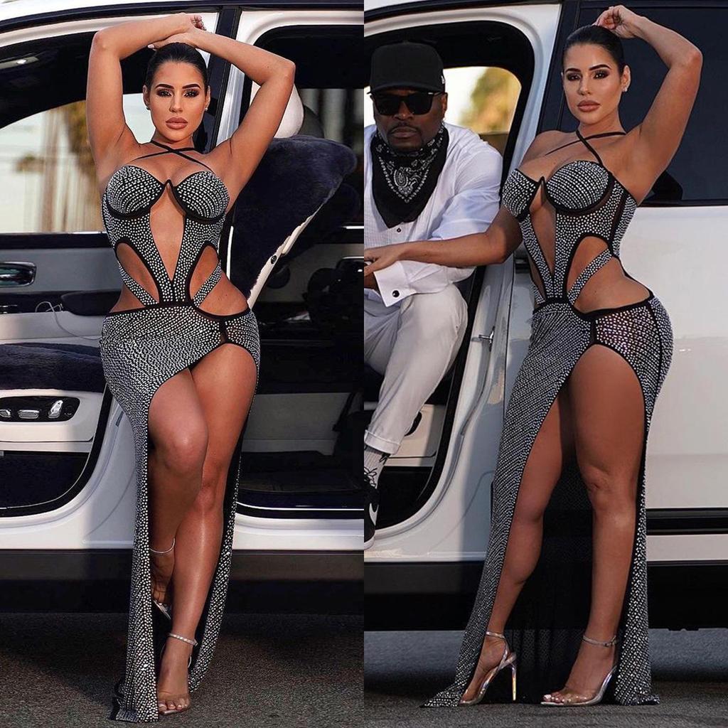 Женское европейское и американское платье с нерегулярными вырезами, сексуальное, для ночного клуба, для светской львицы - Летняя новинка