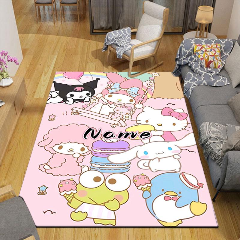 Custom 1Pc Hello Kitty Floral Background Rug Office Carpet Indoor Outdoor Entrance Doormat Nonslip Soft And Comfortable Living Room D2915315
