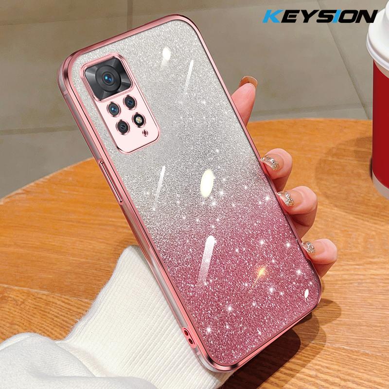 KEYSION Роскошный чехол-бампер с покрытием и блестками для Redmi Note 11 Pro 11S 5G 11 Pro+ 5G, прозрачный, из мягкого ТПУ, противоударный