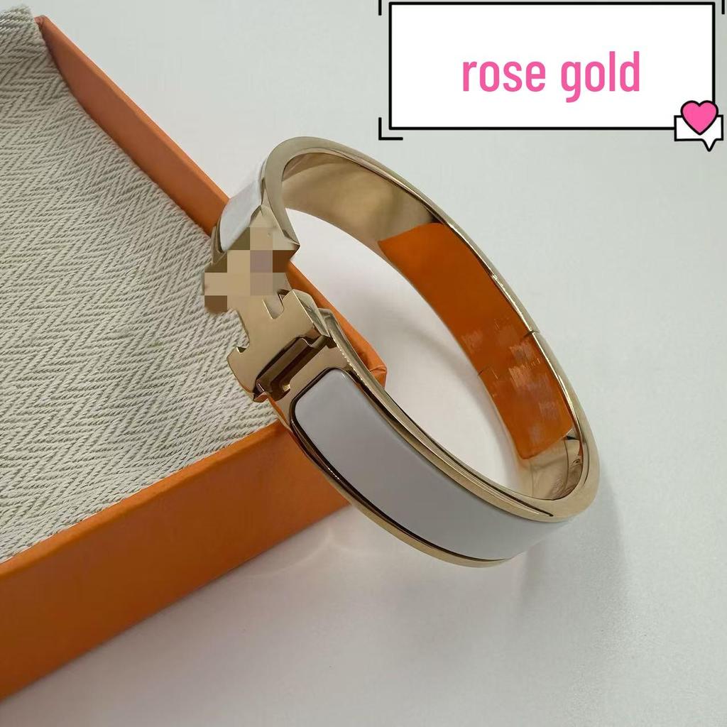 Браслет-бэнгл из эмалированной титановой стали 12 мм с буквой H - Европейский и американский модный браслет