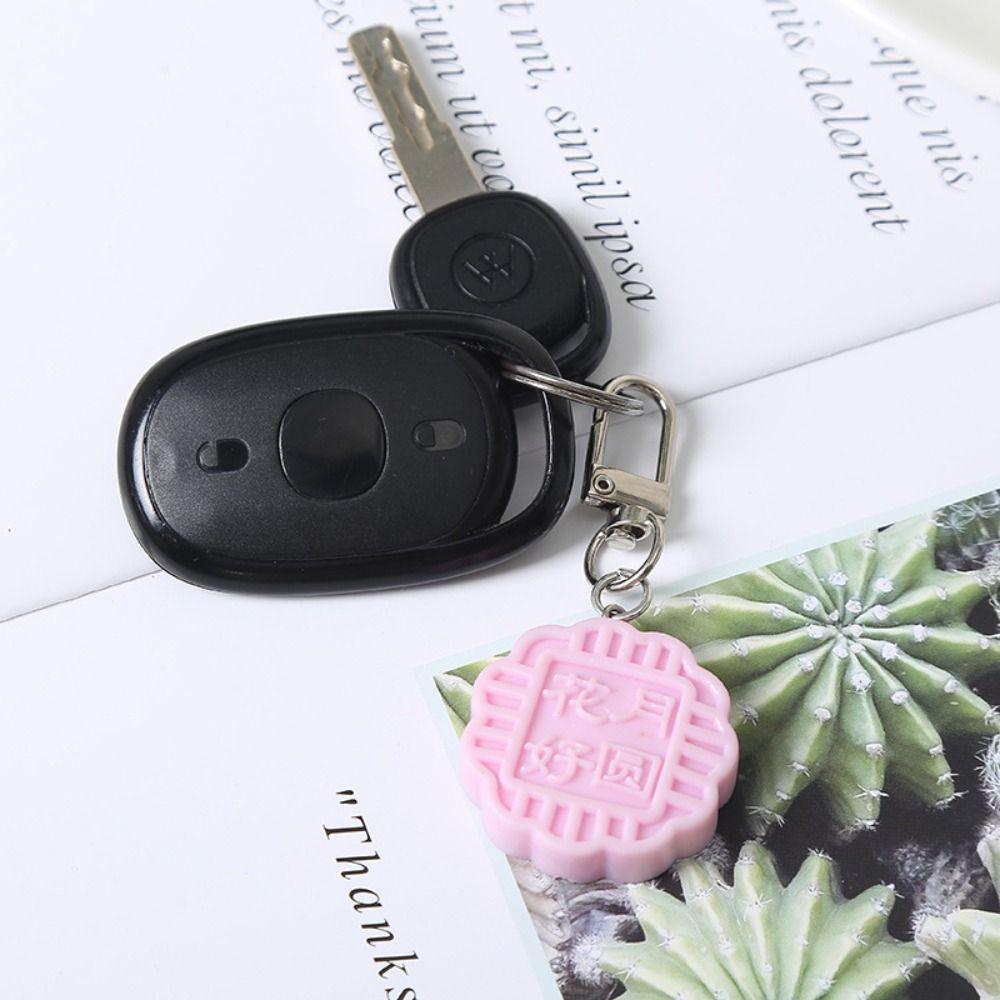 Cute Mooncake Pendant PVC Moon Cake Keyring Fashion Mid-Autumn Keychain  Backpack Decor