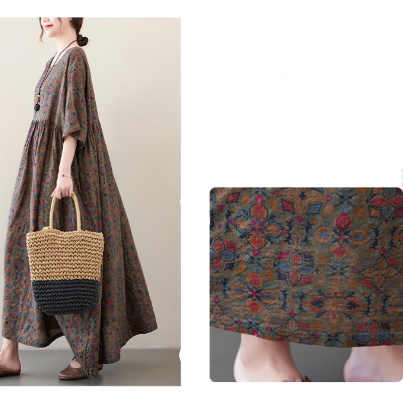 Летнее литературное винтажное женское хлопковое платье А-силуэта с круглым вырезом Платья больших размеров