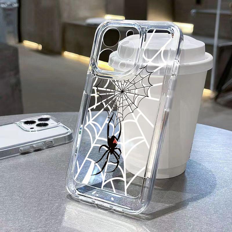 Чехол для Samsung S24 Ultra Чехлы Galaxy A54 Чехол с узором паука Прозрачный кристальный чехол для S23 FE S22 S21 Plus A14 A34 A33 A53 Крышка