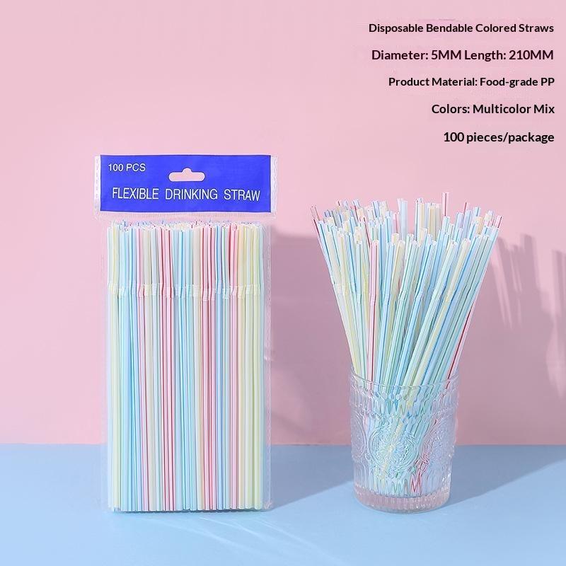 100/300 шт. Одноразовые пластиковые соломинки для молочных коктейлей, соков, чая, изогнутые трубочки, для вечеринок, Рождества