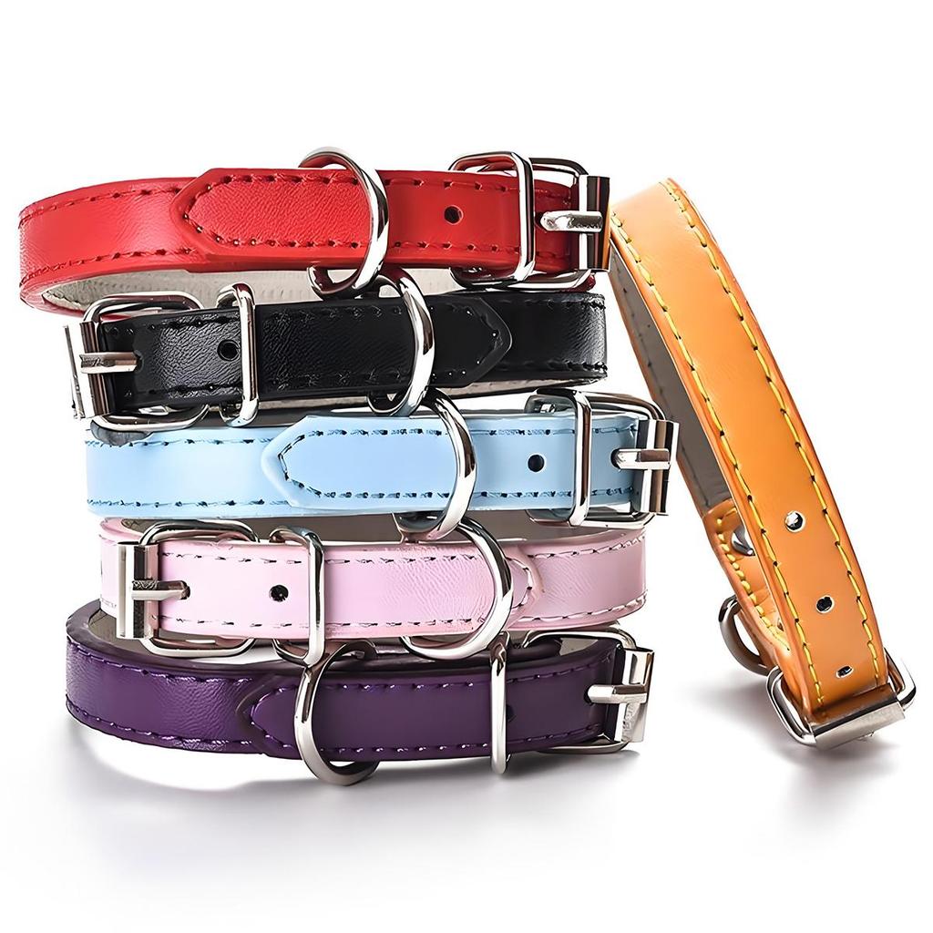 Fashion PU Leather Flat Pet Collar Multicolor Size Dog Leash Rope Pet Collar Pet Supplies