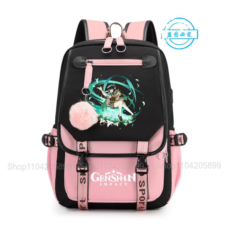 Рюкзак Genshin Impact Аниме Mochila Большая Вместимость Школьная Сумка Студенческий Рюкзак Для Девочек Мальчиков Повседневная Школьная Сумка Kawaii Подарок