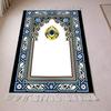Ombre Blue Prayer Rug Lightweight Muslim Mat with Tassels for Daily Use