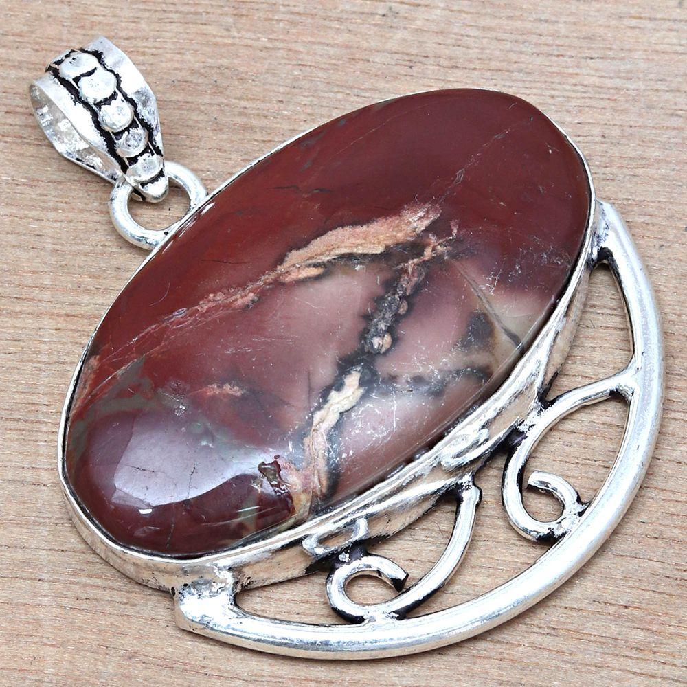 Necklace Designer Jasper Gemstone Gift For Her Silver Jewelry 1.75"