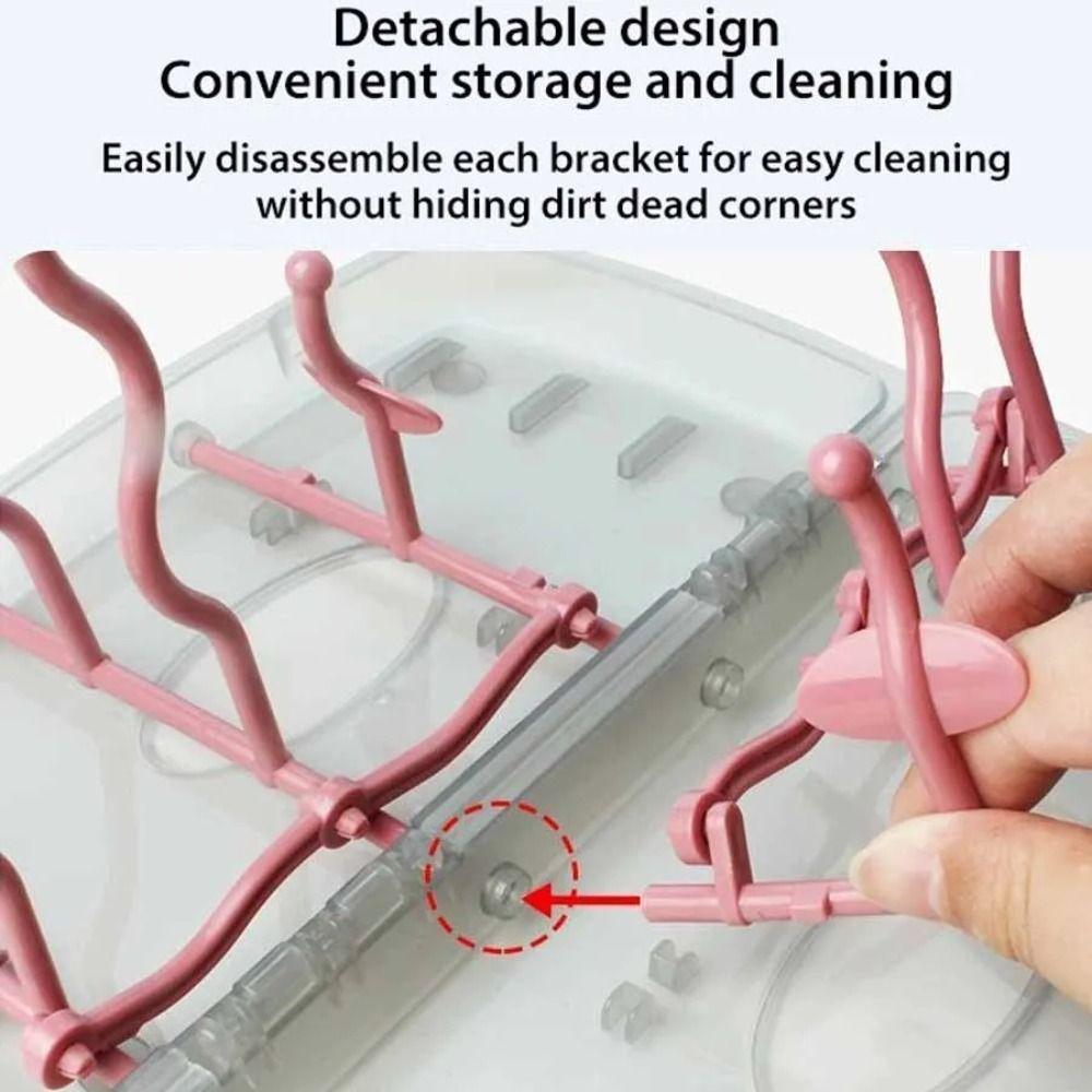 Collapsible Travel Bottle Drying Rack with Cover Portable Bottle Dryer Holder Foldable Box Dustproof Baby Bottle Drying Rack