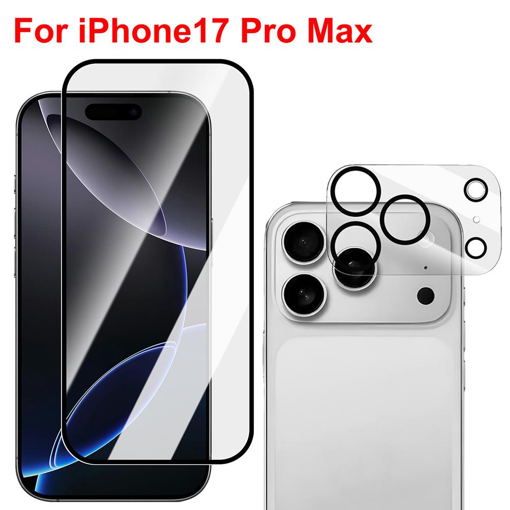 Защитные стекла 6-в-1 для iPhone 17 Pro Max, Защитная пленка для линз с защитой от царапин для 17Air, Защита для объектива камеры с черным кругом