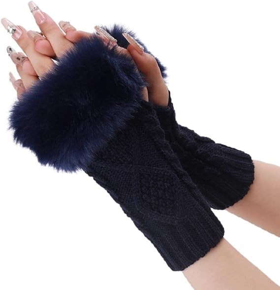 Утеплители для рук, перчатки без пальцев с отверстием для большого пальца, вязаные варежки, зимний подарок, теплые перчатки для женщин