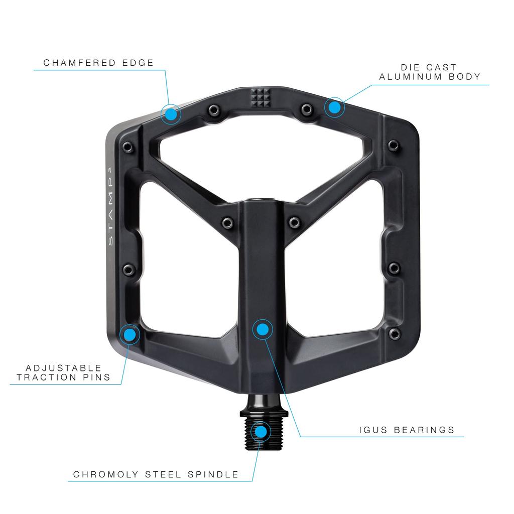 Педали CRANK BROTHERS Stamp 2 MTB Flat 2020, Большие, Черные,