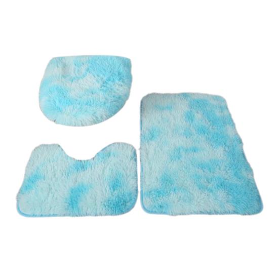 3Pcs/Set Bathroom Rug Absorbent Non Slip Floor Mat U-Shaped Plush Mat Toilet Lid Cover Mat with Rubber Backing for Bathroom Shower Toilet