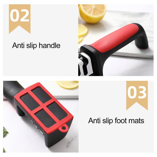 Kitchen Cutter Sharpener with 44989 Grooves Tungsten Steel Sharpener with Plastic Handle Multifunctional Manual Grinder for Scissors Cutter