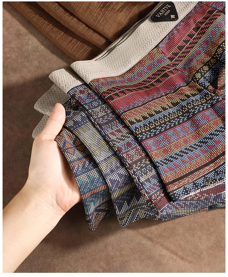 Мужские боксеры из чистого хлопка в этническом стиле - Удобные, дышащие, средней посадки, в американском стиле легкой роскоши