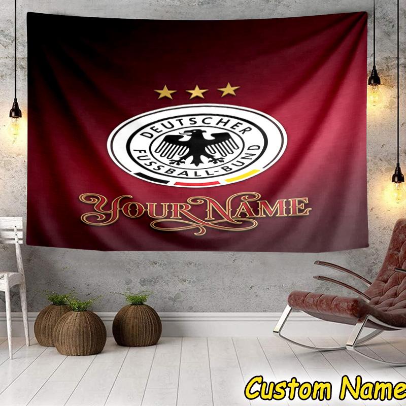 Custom Name German Football Federation Emblem Tapestry Room Decoration Wall Hanging for Living Room Bedroom, dormitory, Birthday and Christmas gifts