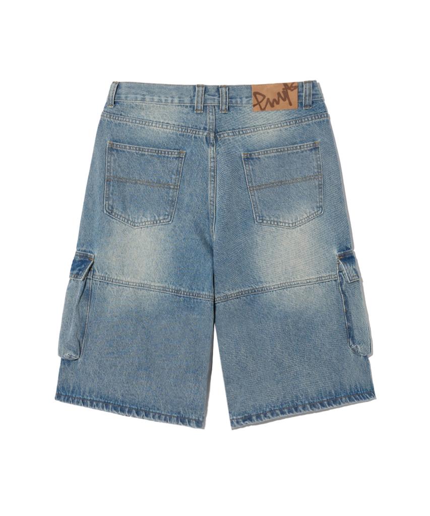 PHYSICAL DEPARTMENT Bermuda Cargo Denim Pants_Vintage Blue