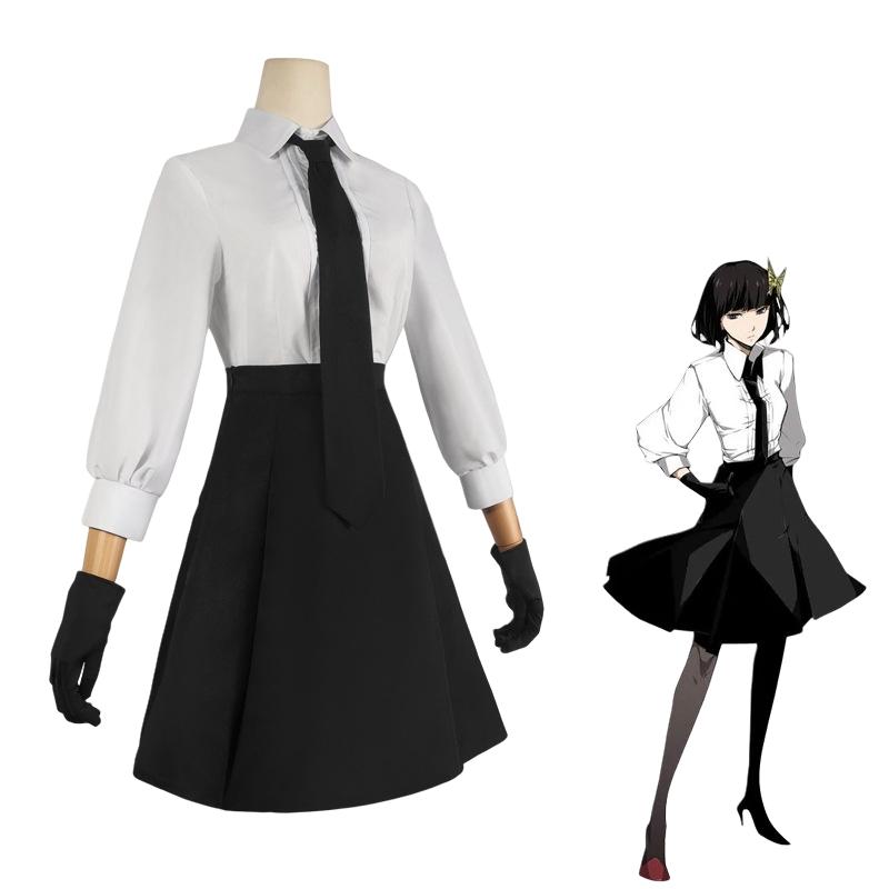 Anime Bungo Stray Dogs Cosplay Akiko Yosano Sexy Insane Uniform Shirt Skirt Tie Wig Glove Stocking Halloween Carnival Costumes