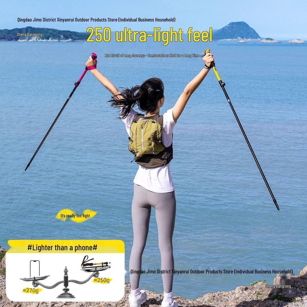 Foldable Carbon Fiber Trekking Poles for Men & Women - Telescopic Hiking and Climbing Sticks