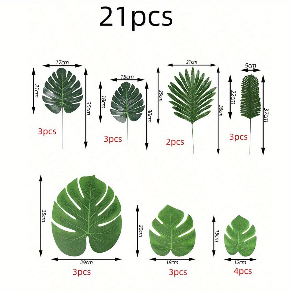 Искусственные пальмовые листья 5-8 видов, большие и маленькие, зеленые, искусственные пальмовые листья со стеблями для сафари, джунглей, гавайских луау, декора стола для вечеринки, свадьбы, дня рождения