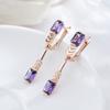 Серьги-подвески цвета розового золота для женщин, модные квадратные фиолетовые аксессуары с натуральным цирконом, повседневные изящные украшения