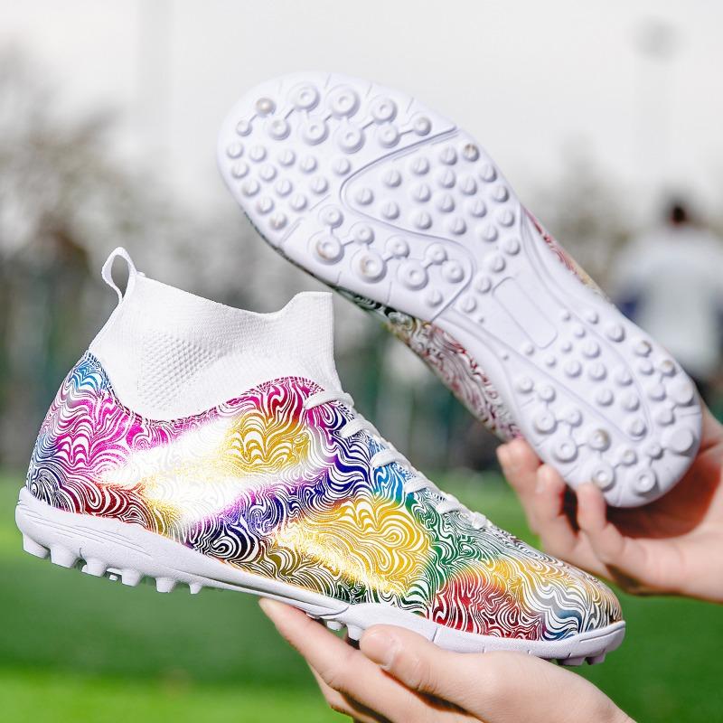 35-46 мужские/женские высокие эластичные носки футбольные бутсы резиновая мягкая подошва с короткими ногтями искусственный газон кожа молодежные детские футбольные бутсы