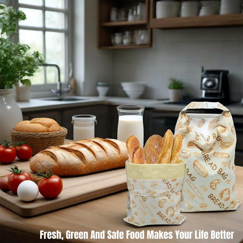 Portable Food Grade Cotton Bread Bags Reusable Homemade Loaf Bag Kitchen Storage Bread Large Washable Storage Bag Food Organizer