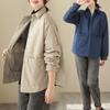 Solid Color Clip Cotton Lapel Shirt Jacket Women's Plus Size Autumn and Winter Cotton Jacket Simple Casual Loose Cotton Jacket