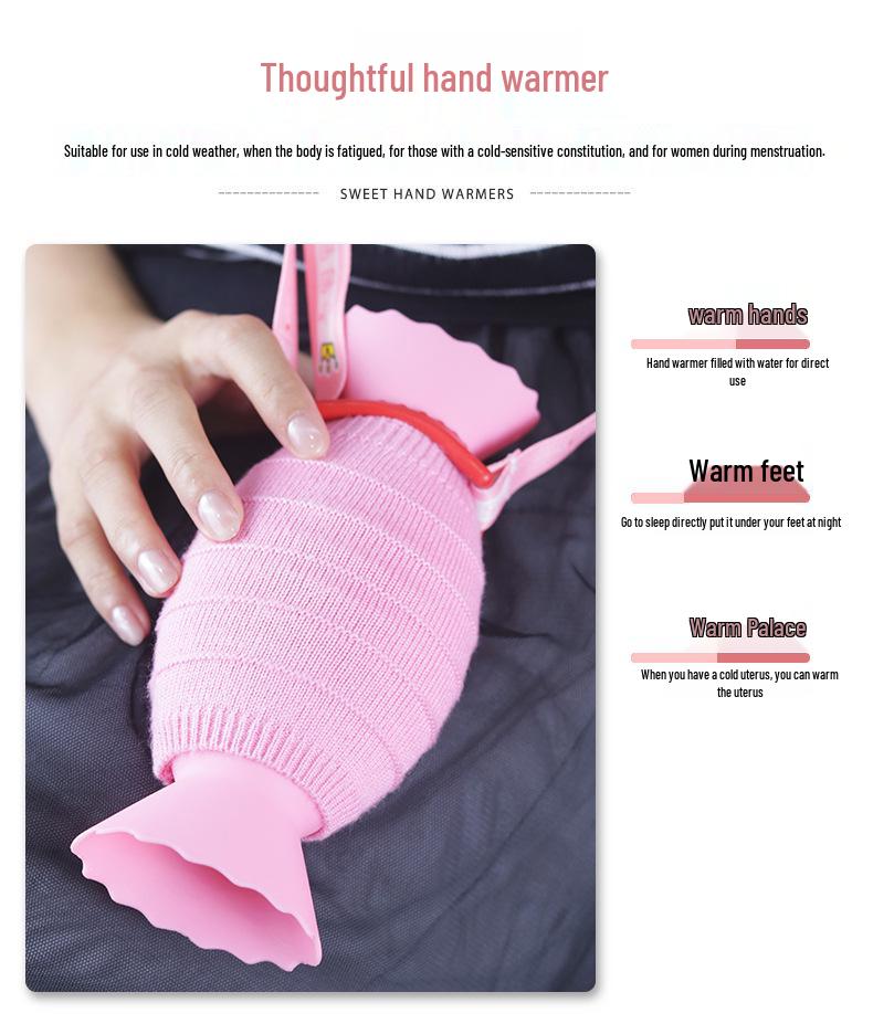 Силиконовая грелка для рук в форме конфеты и бутылка для горячей воды