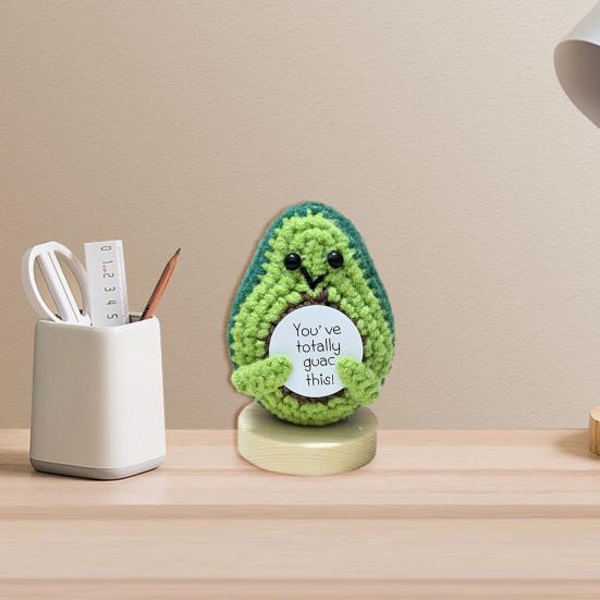 Вязаная крючком кукла-авокадо с подставкой Эмоциональная поддержка Позитивная жизнь Вязаная кукла-фрукт